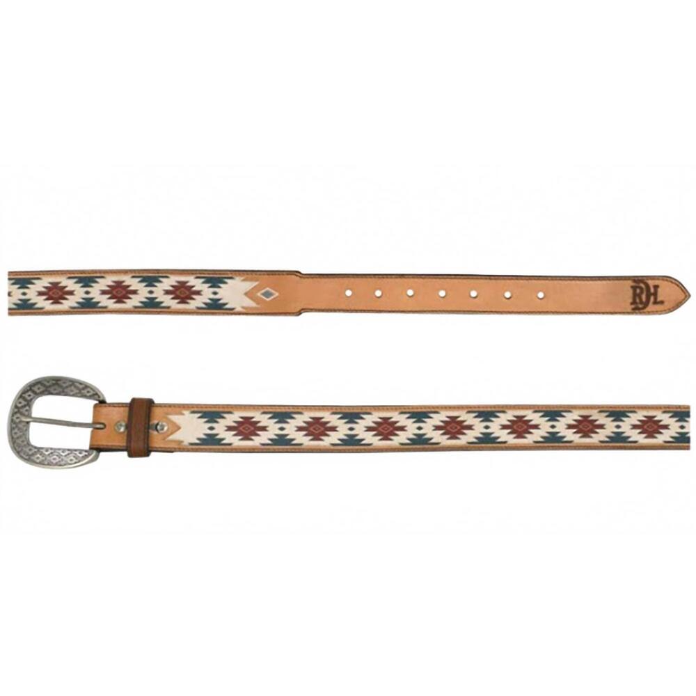 NEW RED DIRT HAT COMPANY women's painted leather taper belt in tan/multi